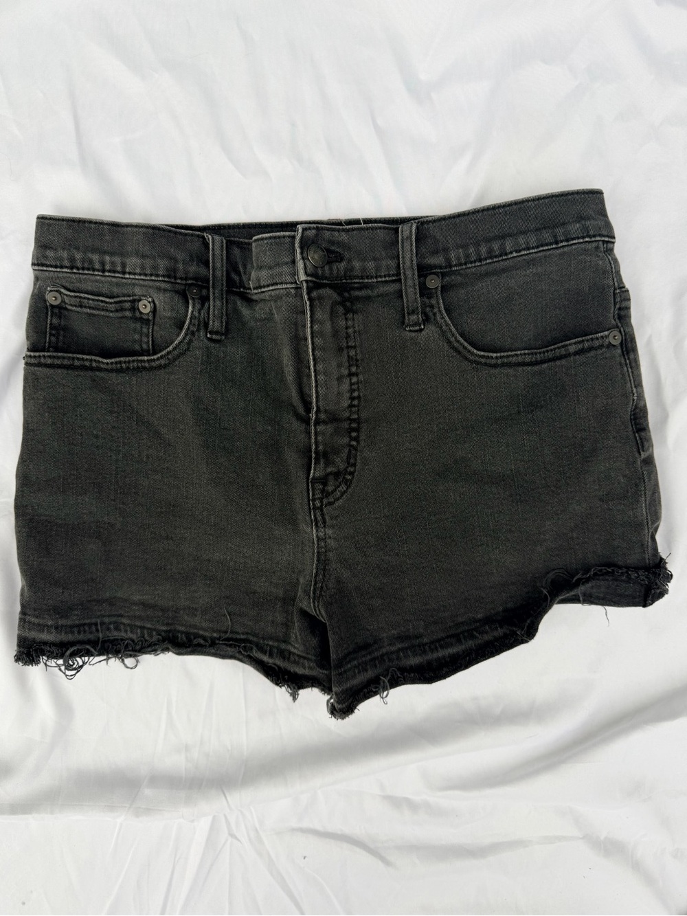 Madewell Women's Black Frayed Hem Denim Shorts